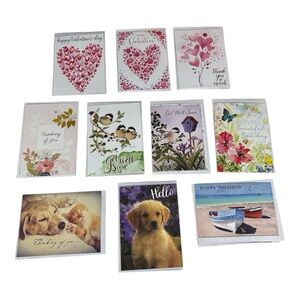 VTG Assorted valentines get well soon thinking of you Greeting Cards Set of 10